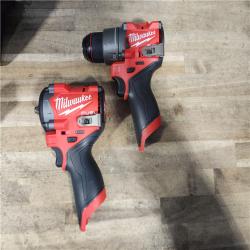 HOUSTON LOCATION - AS-IS M12 FUEL 12V Lithium-Ion Cordless Drill Driver  Impact Wrench Combo Kit (2-Tool) W/Batteries  Charger & Bag