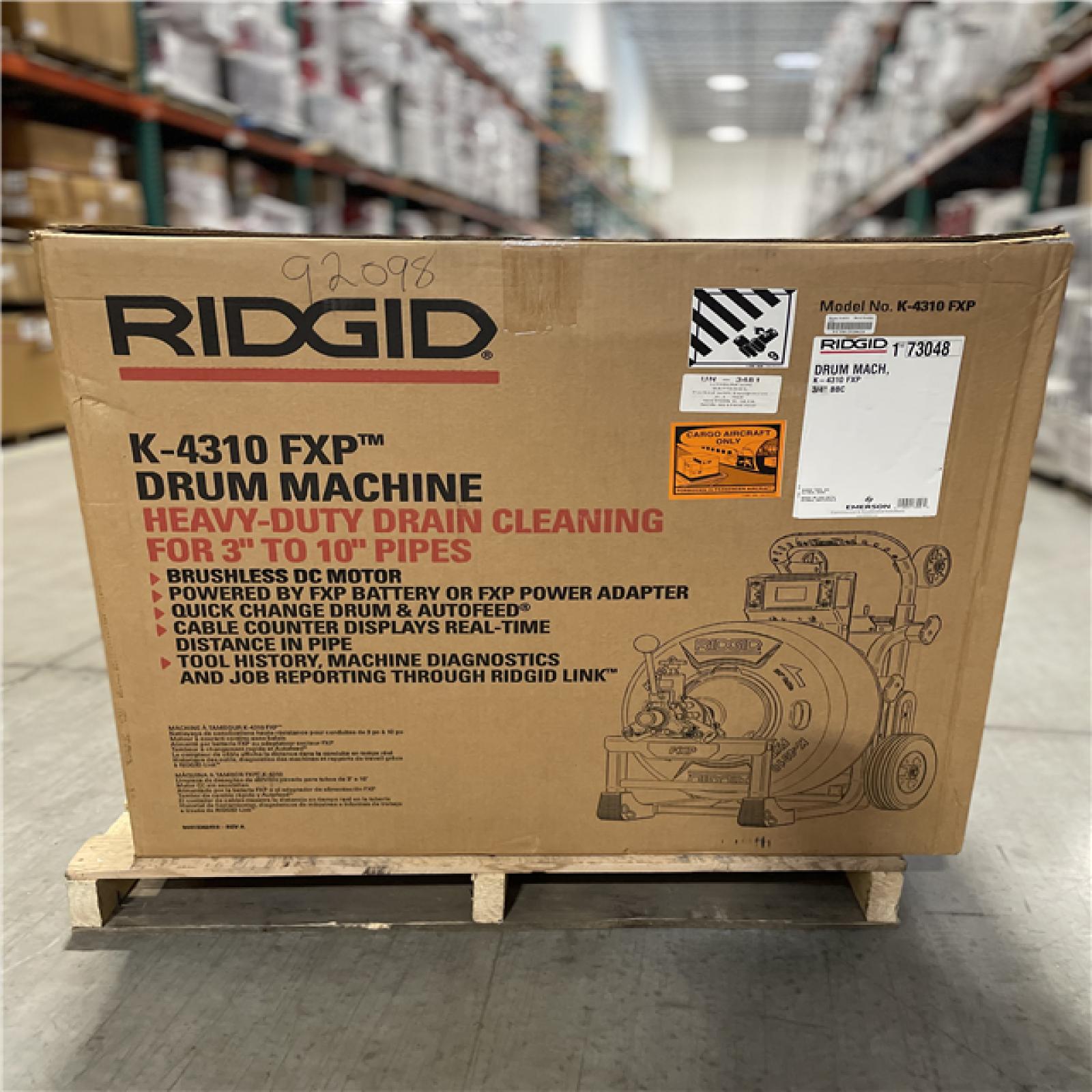 DALLAS LOCATION- AS IS RIDGID K-4310 FXP DRUM MACHINE
