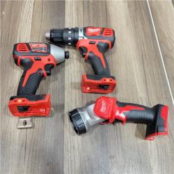 AS-IS MILWAUKEE M18 18V Lithium-Ion Cordless Combo Tool Kit with Two 3.0Ah Batteries, 1-Charger, 1-Tool Bag (4-Tool)