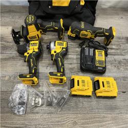AS-IS DEWALT ATOMIC 20-Volt Lithium-Ion Cordless Brushless (4-Tool) Combo Kit