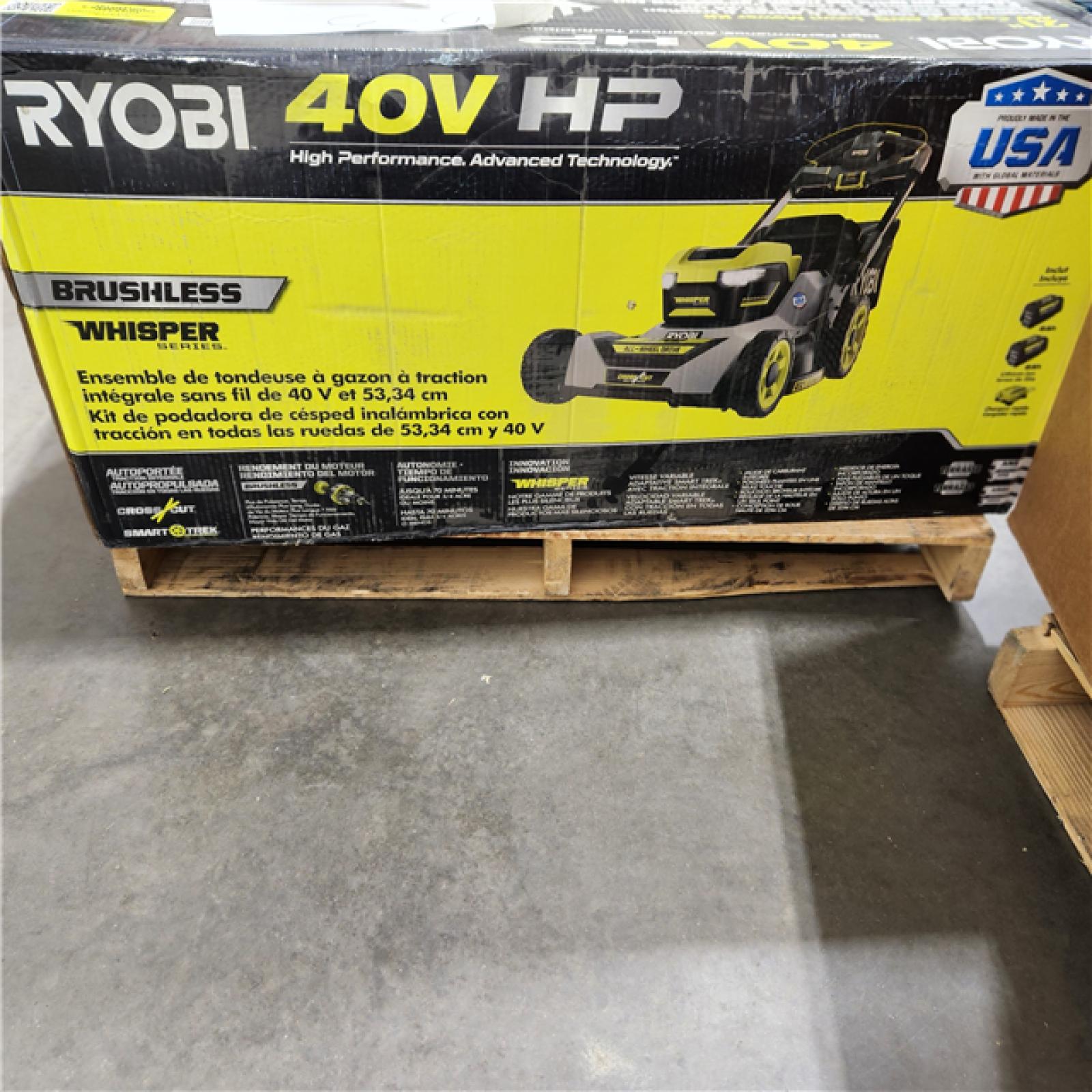 Dallas Location - As-Is RYOBI 40V HP Brushless Whisper Series 21. in Self-Propelled Mower - (2) 6.0 Ah Batteries & Charger-Appears Like New Condition