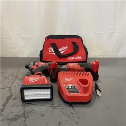 AS-IS- M12 12V Lithium-Ion Cordless Screwdriver, 3/8 in. High Speed Ratchet, Light Combo Kit (3-Tool) W/ 2 Batteries & Charger