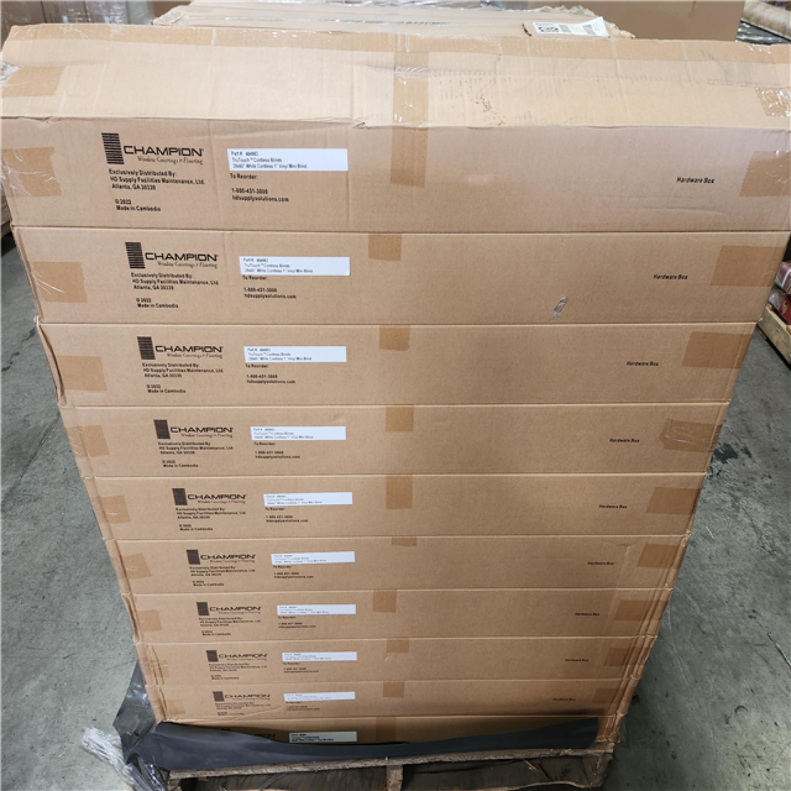Phoenix Location NEW Champion TruTouch Cordless Blinds 39x60 White Cordless 1 Vinyl Blind 4Pcs Pallet (44 Boxes)