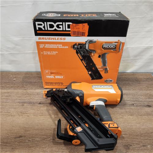 AS-IS RIDGID 18V Brushless Cordless 30-Degree 3-1/2 in. Framing Nailer (Tool Only)