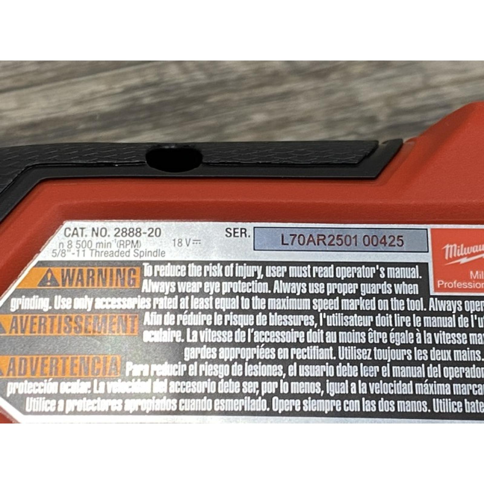 AS-IS Milwaukee FUEL 18V Lithium-Ion Brushless Cordless 4-1/2 in./5 in. Grinder with Variable Speed & Paddle Switch (Tool-Only)