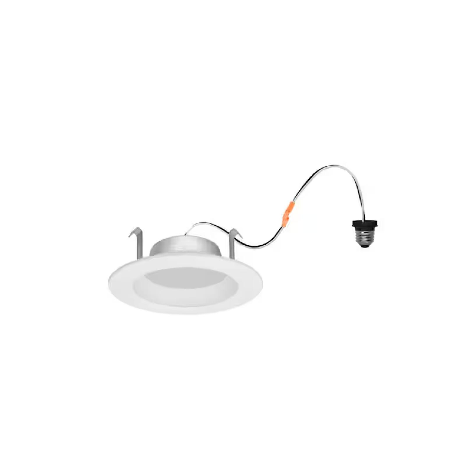 DALLAS LOCATION- Integrated LED 4 in. Retro Fit 3000K 550 Lumen Dimmable Recessed Light White  Wet Rated (12-Pack) PALLET-(70 CASES)