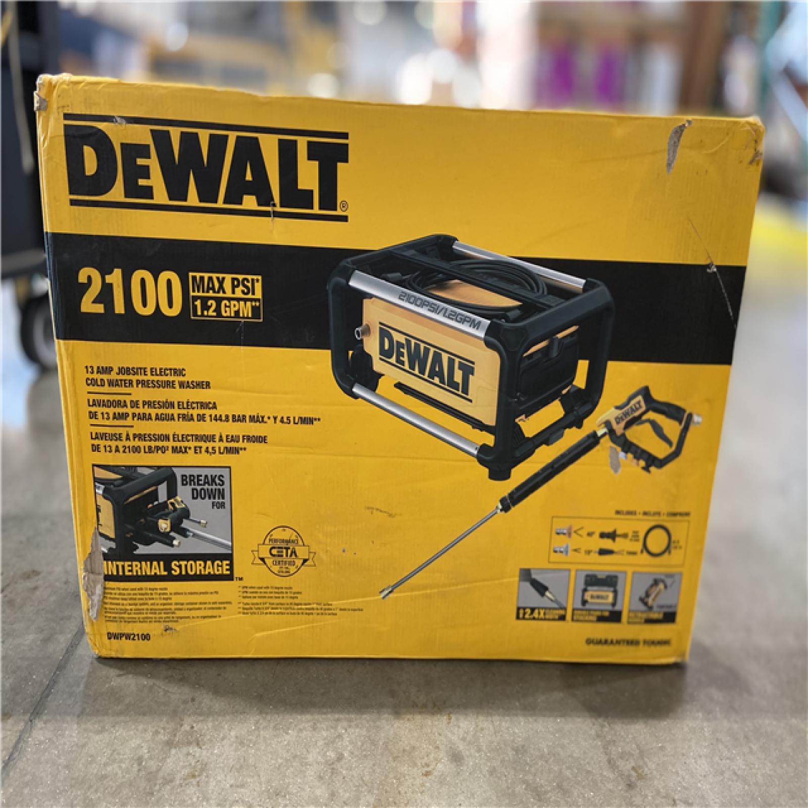 AS-IS - DEWALT 2100 PSI 1.2 GPM 13 Amp Cold Water Electric Pressure Washer with Internal Equipment Storage