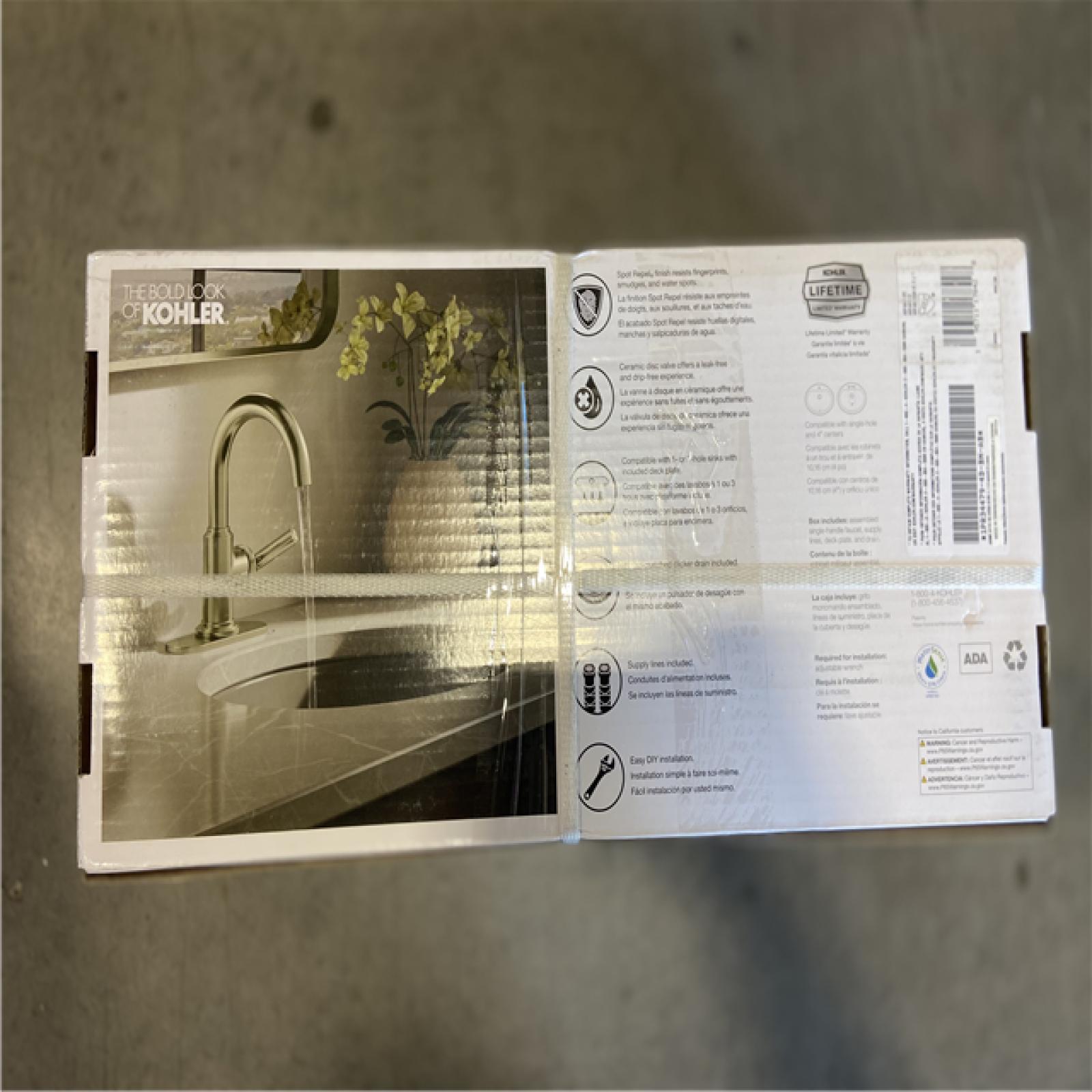 NEW! - KOHLER Torrington Single Handle Single Hole Bathroom Faucet in Vibrant Brushed Nickel (2 UNITS)