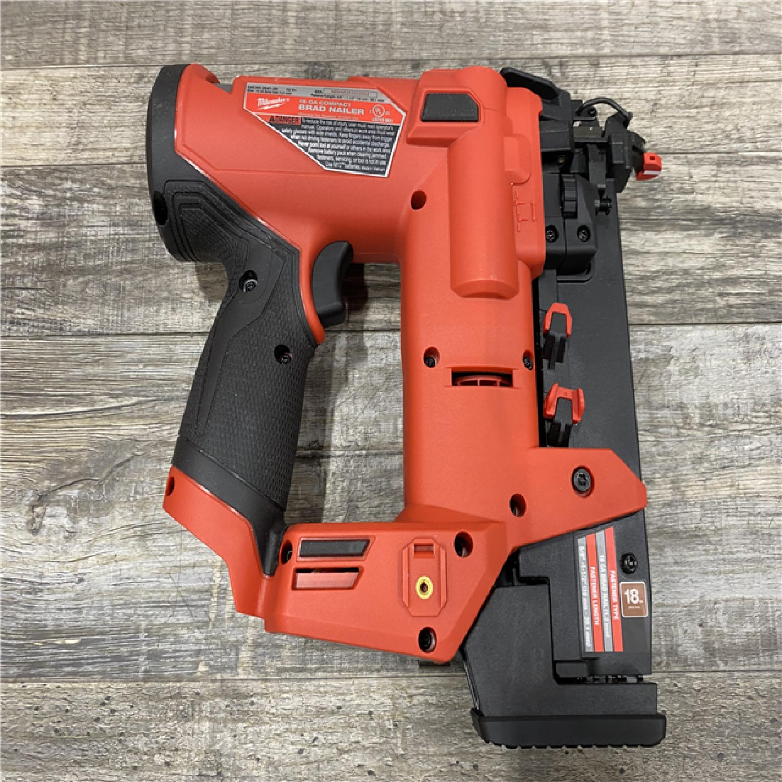 AS-IS Milwaukee  FUEL 12-Volt Lithium-Ion Brushless Cordless 18-Gauge 1-1/2 in. Compact Brad Nailer (Tool Only)