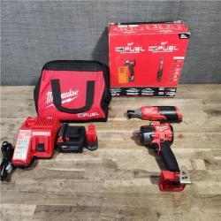 HOUSTON LOCATION - AS-IS (APPEARS LIKE NEW) M18 FUEL 18V Cordless Mid Torque 1/2 in. Impact Wrench W/ M12 FUEL 3/8 in. Ratchet & Battery/Charger Combo Kit