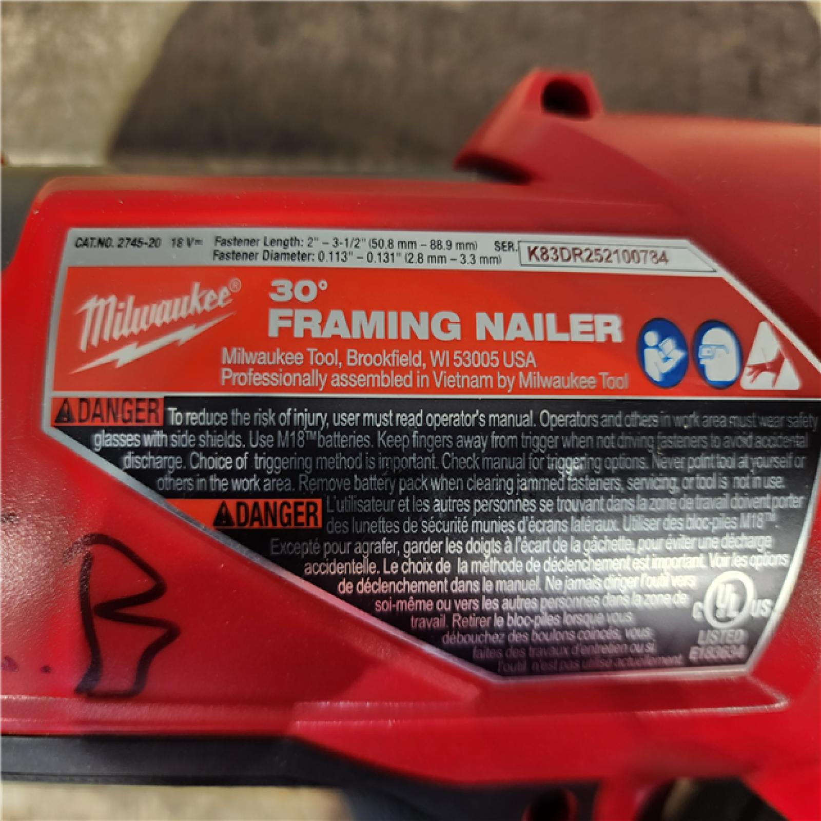 HOUSTON LOCATION - AS-IS Milwaukee FUEL 3-1/2 in. 18-Volt 30-Degree Lithium-Ion Brushless Cordless Framing Nailer (Tool-Only)