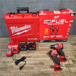 HOUSTON LOCATION - AS-IS (APPEARS LIKE NEW) Milwaukee FUEL 18V Lithium-Ion Brushless Cordless Hammer Drill and Impact Driver Combo Kit