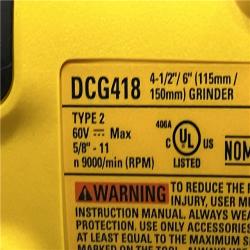AS-IS DEWALT FLEXVOLT 60V MAX Cordless Brushless 4.5 in. to 6 in. Small Angle Grinder with Kickback Brake (Tool Only)
