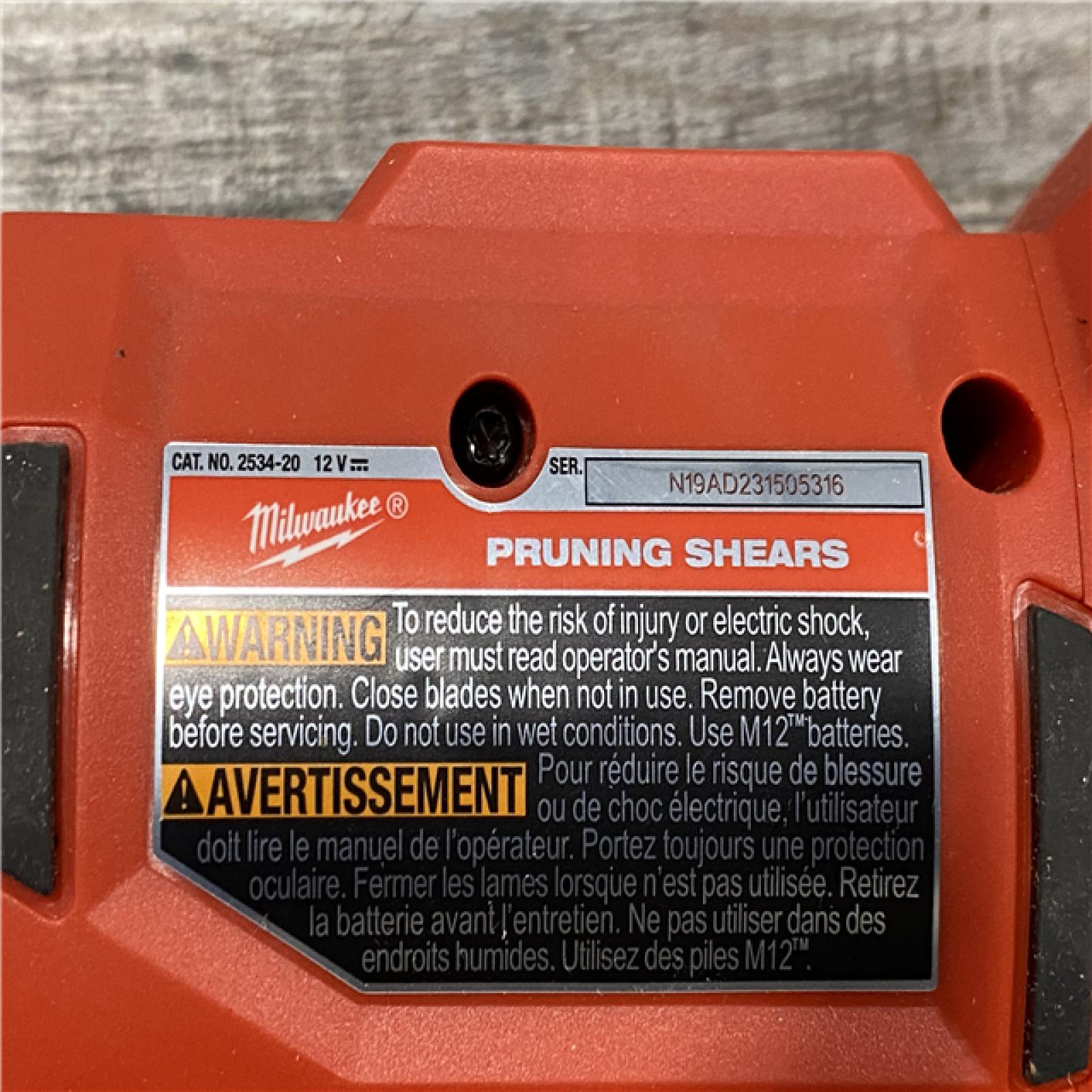 AS-IS Milwaukee 12V Cordless Brushless Pruner Shears (Tool Only)