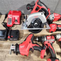 HOUSTON LOCATION - AS-IS MILWAUKEE 7 TOOL COMBO KIT W/ (2) BATTERY & CHARGER