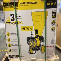 DALLAS LOCATION - Champion Power Equipment 3 in. Dia 224 cc 2-in-1 Upright Gas Powered Wood Chipper Shredder