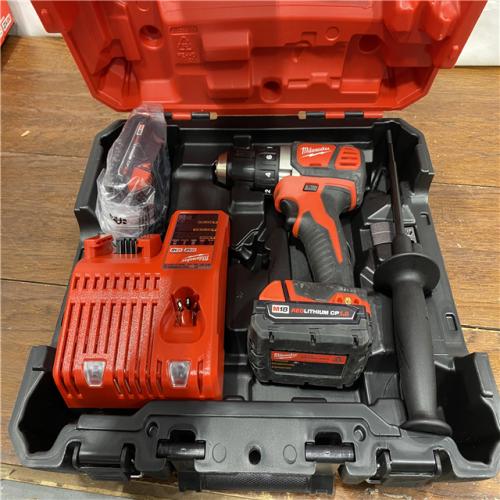 AS-IS Milwaukee 2904-22 Hammer Drill Driver Kit with Batteries  Charger & Tool Case  Red