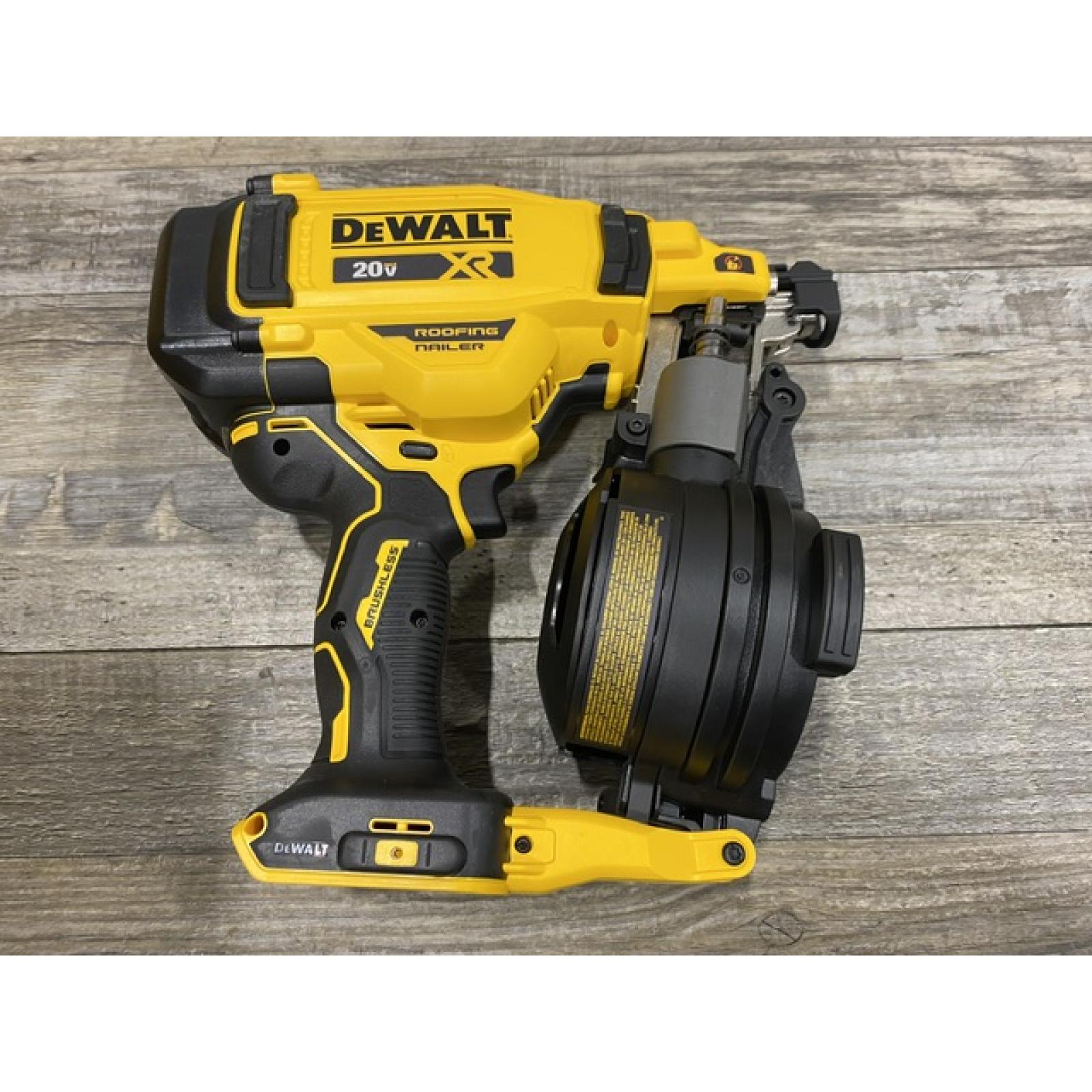 AS-IS DEWALT 20V MAX Lithium-Ion 15-Degree Electric Cordless Roofing Nailer Kit