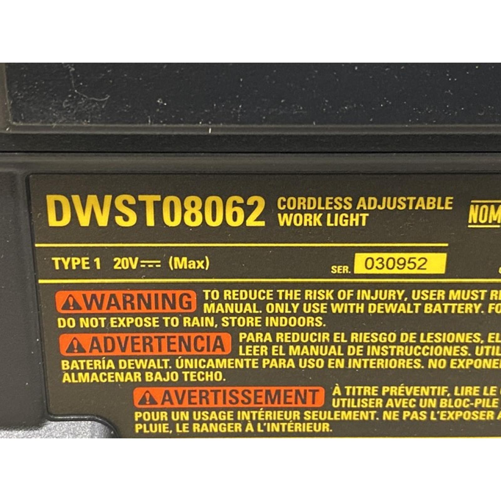 AS-IS DEWALT Tough System 2.0 Flex Volt 20V/60V Cordless LED Adjustable Work Light