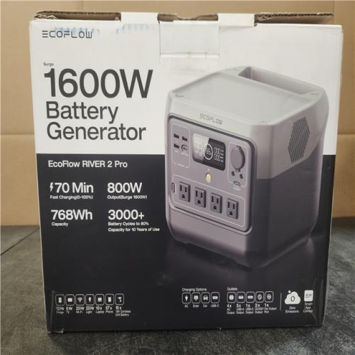 Phoenix NEW EcoFlow 800W Output/1600W Peak Push-Button Start Battery Generator RIVER 2 Pro, LFP Battery, Fast Charging for Outdoor, Camping