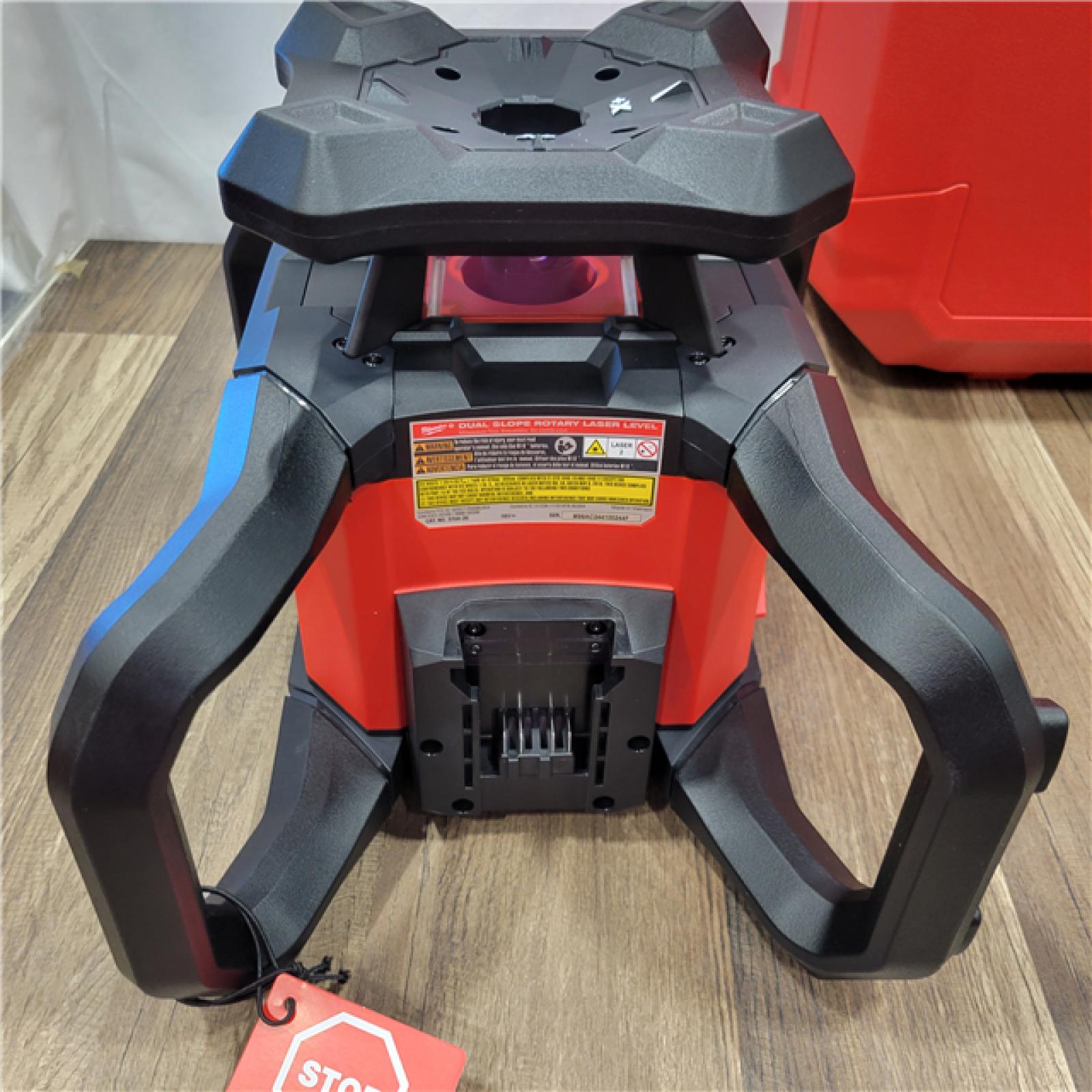 AS-IS MILWAUKEE  M18 4000 Ft. Red Exterior Dual Slope Rotary Laser Level Kit with Receiver and Remote