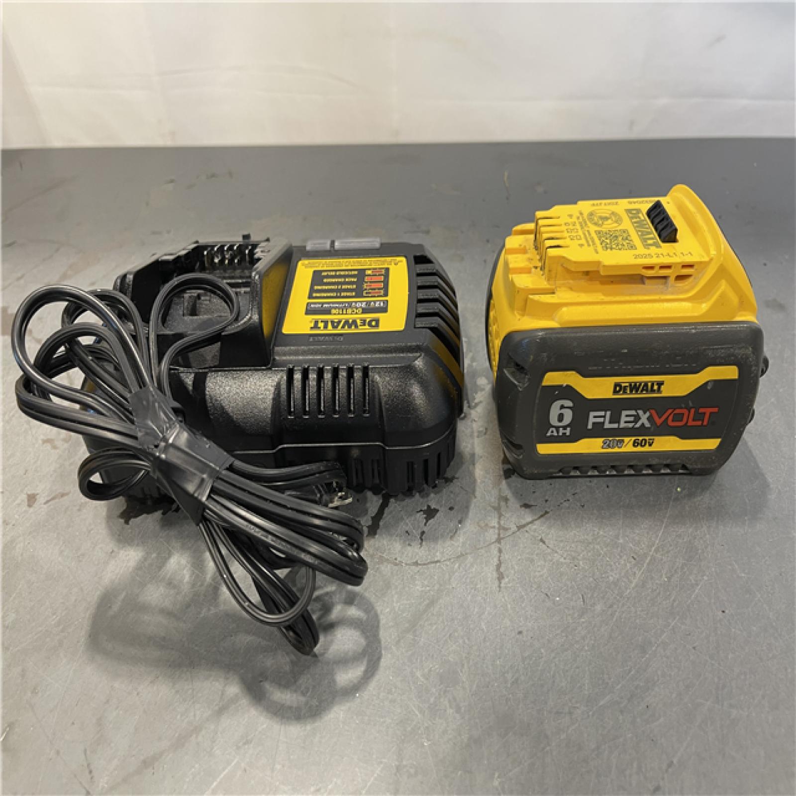 AS-IS - DEWALT FLEXVOLT 20V/60V MAX Lithium-Ion 6.0Ah Battery Pack with 6 Amp Output Charger