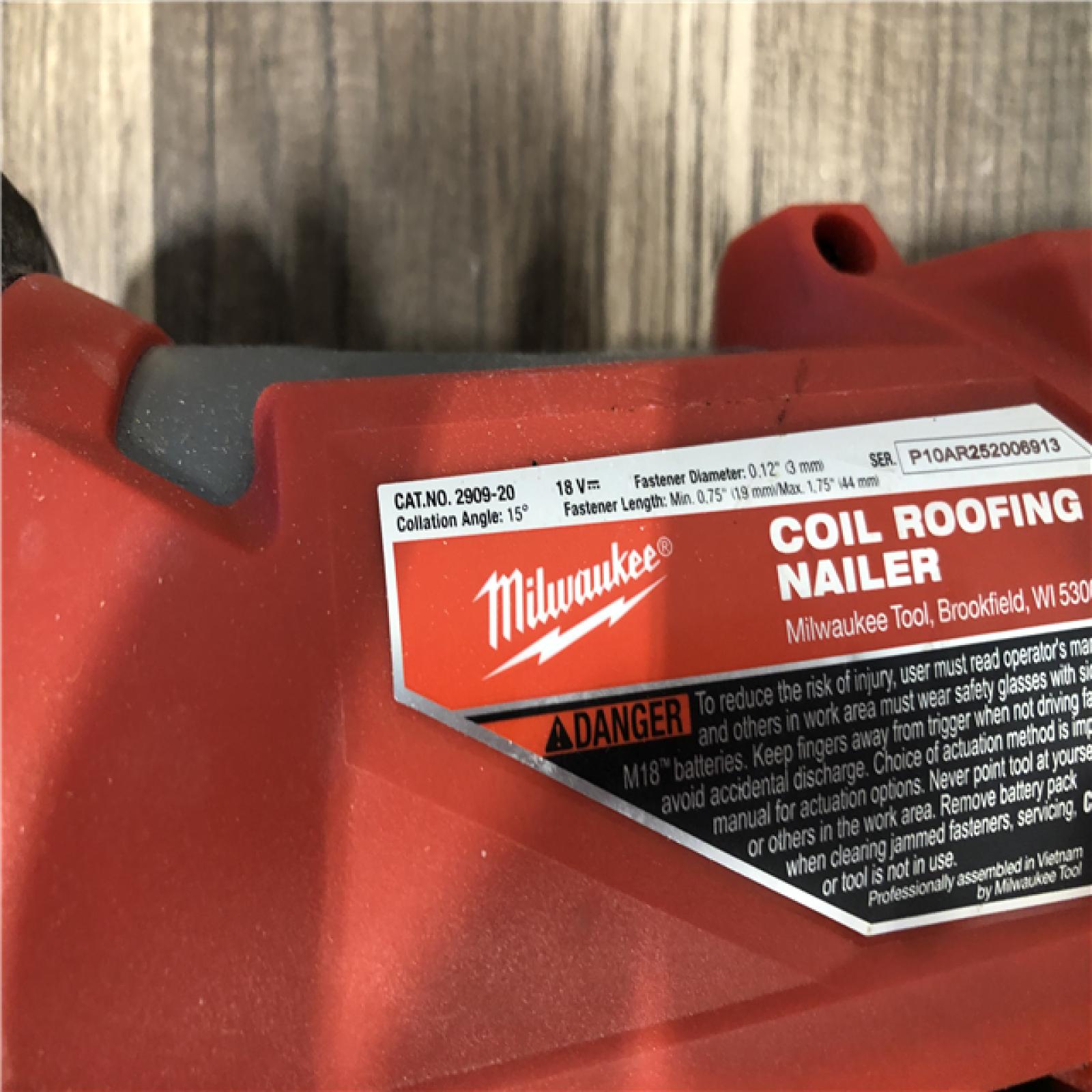 AS-IS Milwaukee  FUEL 18-Volt Lithium-Ion Brushless Cordless Coil Roofing Nailer (Tool Only)