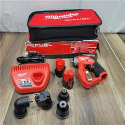 GOOD Milwaukee M12 FUEL 12V Lithium-Ion Brushless Cordless 4-in-1 Installation 3/8 in. Drill Driver Kit with 4-Tool Heads