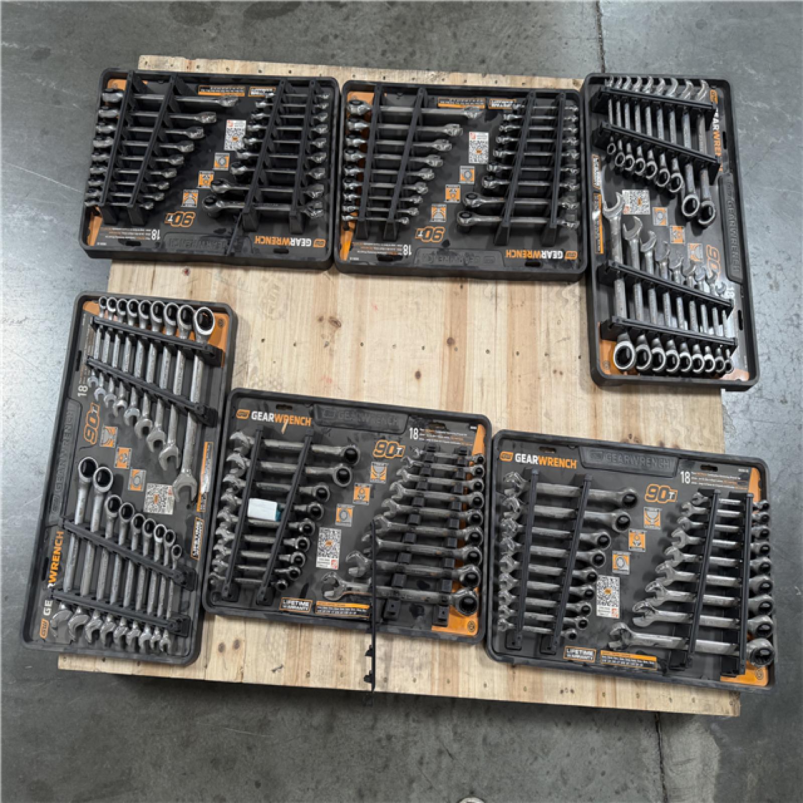 CALIFORNIA AS-IS GEARWRENCH 18 PIECE COMBINATION RATCHETING WRENCH SET (6 UNITS)