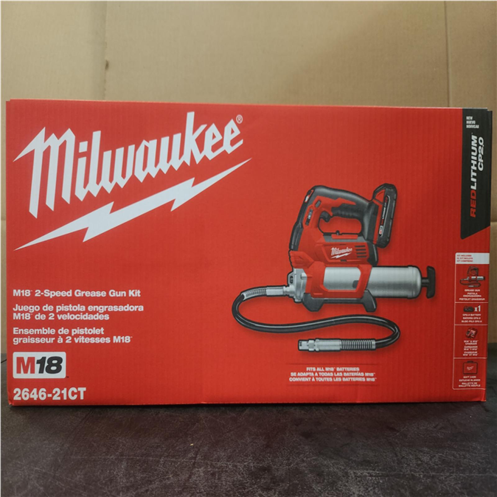 Phoenix NEW Milwaukee M18 18V Lithium-Ion Cordless Grease Gun 2-Speed with (1) 1.5Ah Batteries, Charger, Tool Bag (SEALED)