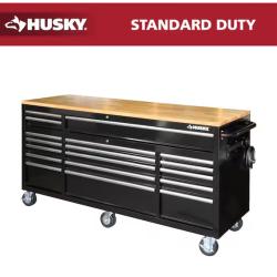 DALLAS LOCATION- Husky Tool Storage 72 in. W Standard Duty Gloss Black Mobile Workbench Tool Chest