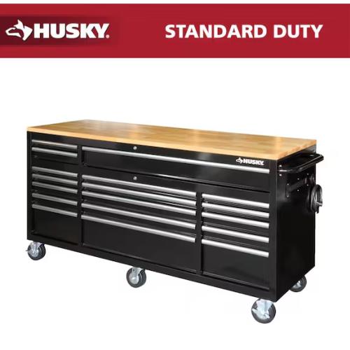DALLAS LOCATION- Husky Tool Storage 72 in. W Standard Duty Gloss Black Mobile Workbench Tool Chest
