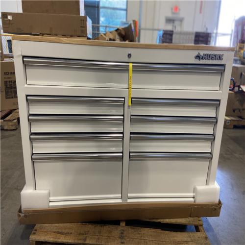 DALLAS LOCATION - Husky Tool Storage 46 in. W x 18 in. D 9-Drawer Gloss White Mobile Workbench Cabinet