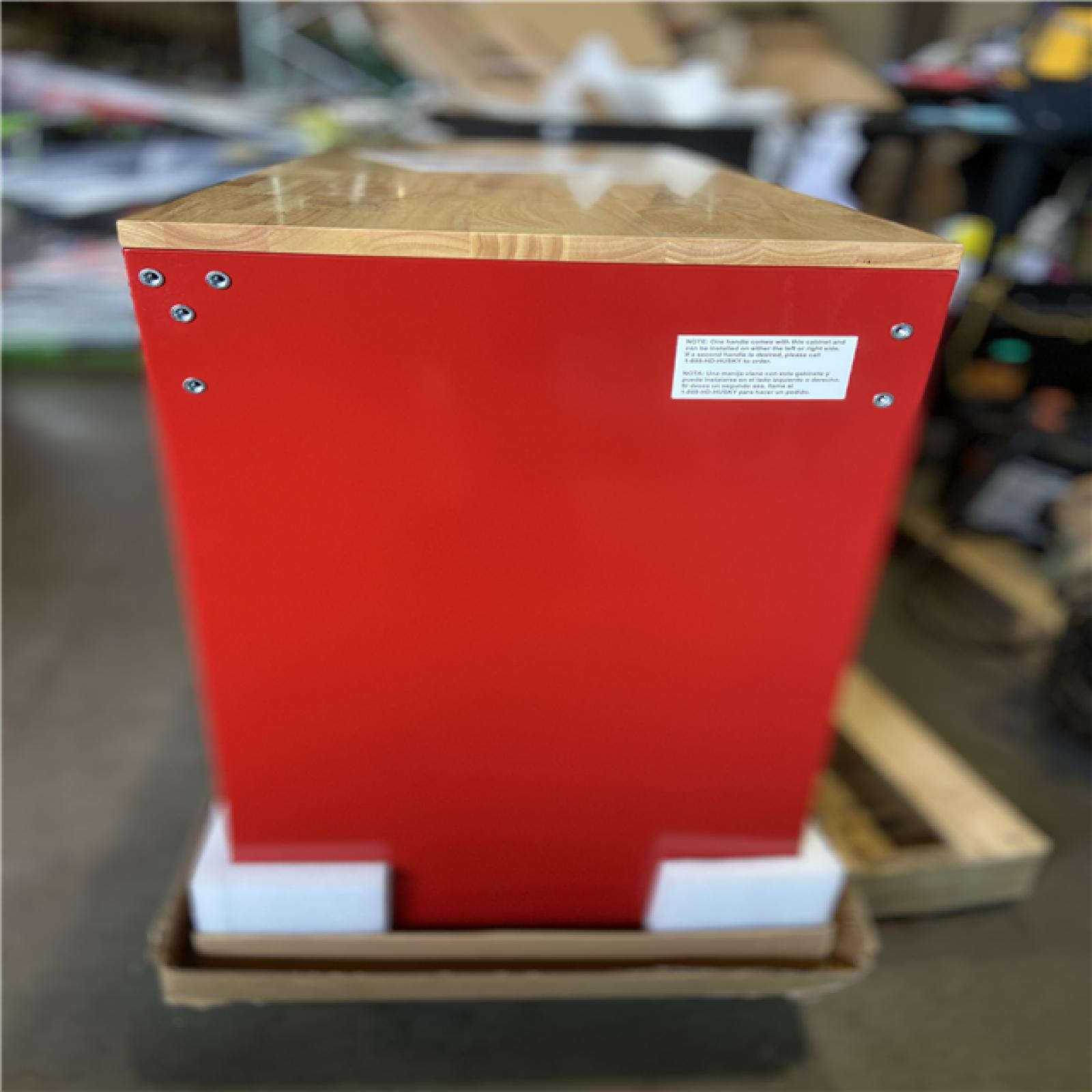 DALLAS LOCATION - Husky Tool Storage 46 in. W x 18 in. D 9-Drawer Gloss Red Mobile Workbench Cabinet