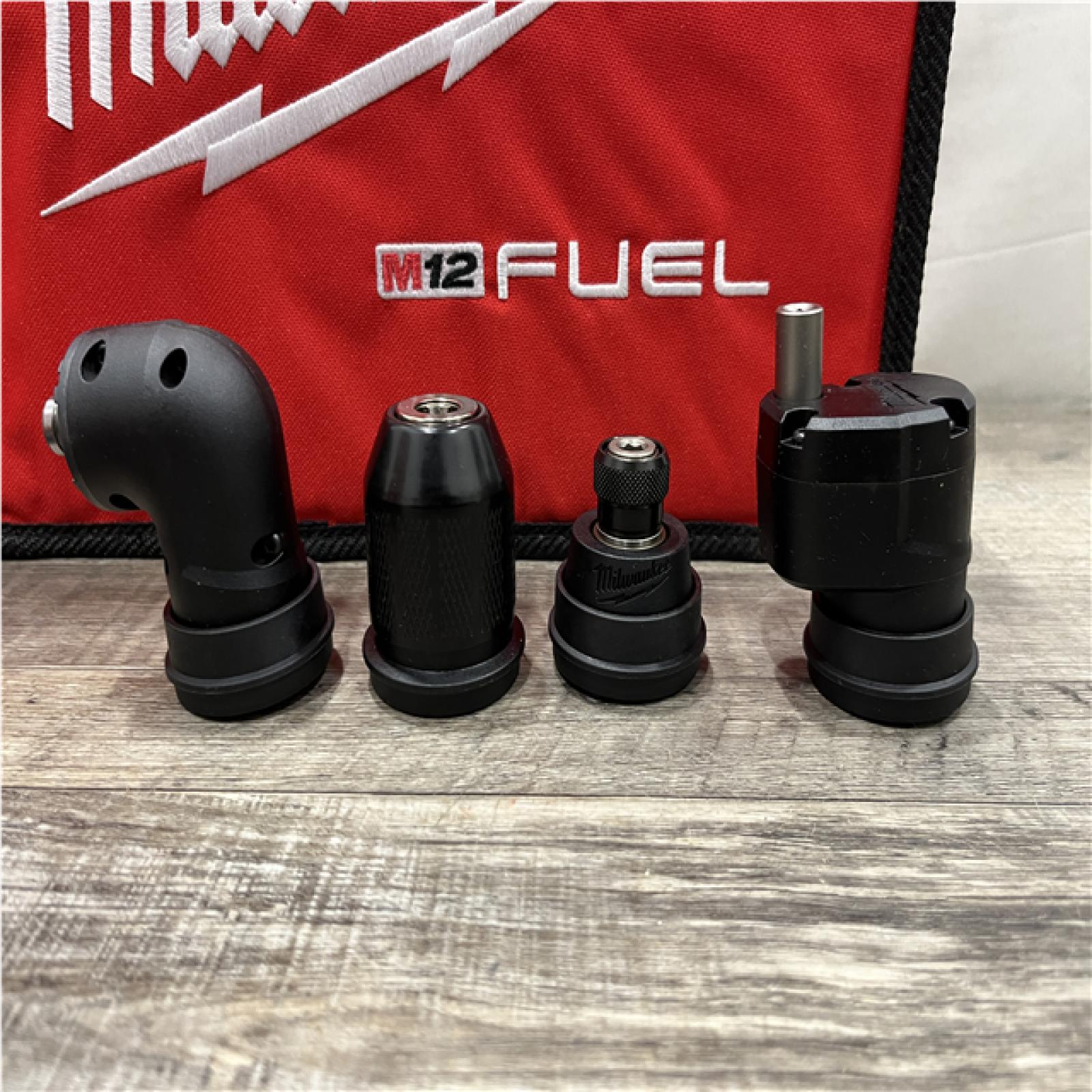 AS-IS Milwaukee FUEL 12V Lithium-Ion Brushless Cordless 4-in-1 Installation 3/8 in. Drill Driver with 4 Tool Head (Tool-Only)