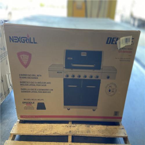 DALLAS LOCATION - Nexgrill Deluxe 6-Burner Dual Fuel Gas Grill with Gourmet Plus Griddle Insert and Side Burner in Black
