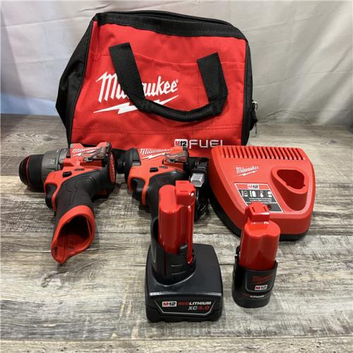 AS-IS Milwaukee FUEL 12-Volt Lithium-Ion Brushless Cordless Hammer Drill and Impact Driver Combo Kit