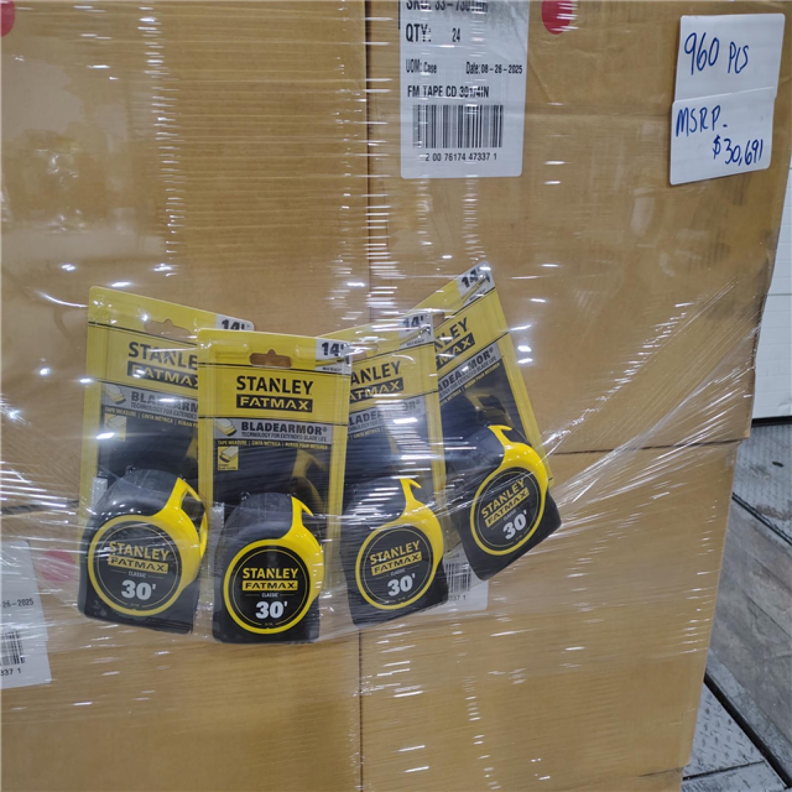 Pittston Location new Stanley FatMax 30' Tape Measures (960 units)  One Pallet