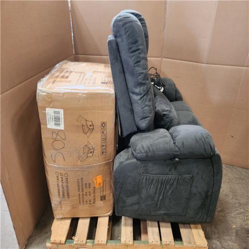 Phoenix 2 Bestier 40.1 in. W Gray Microsuede Oversize Dual Motor Power Lift Recliner Chair with Massage and Heating