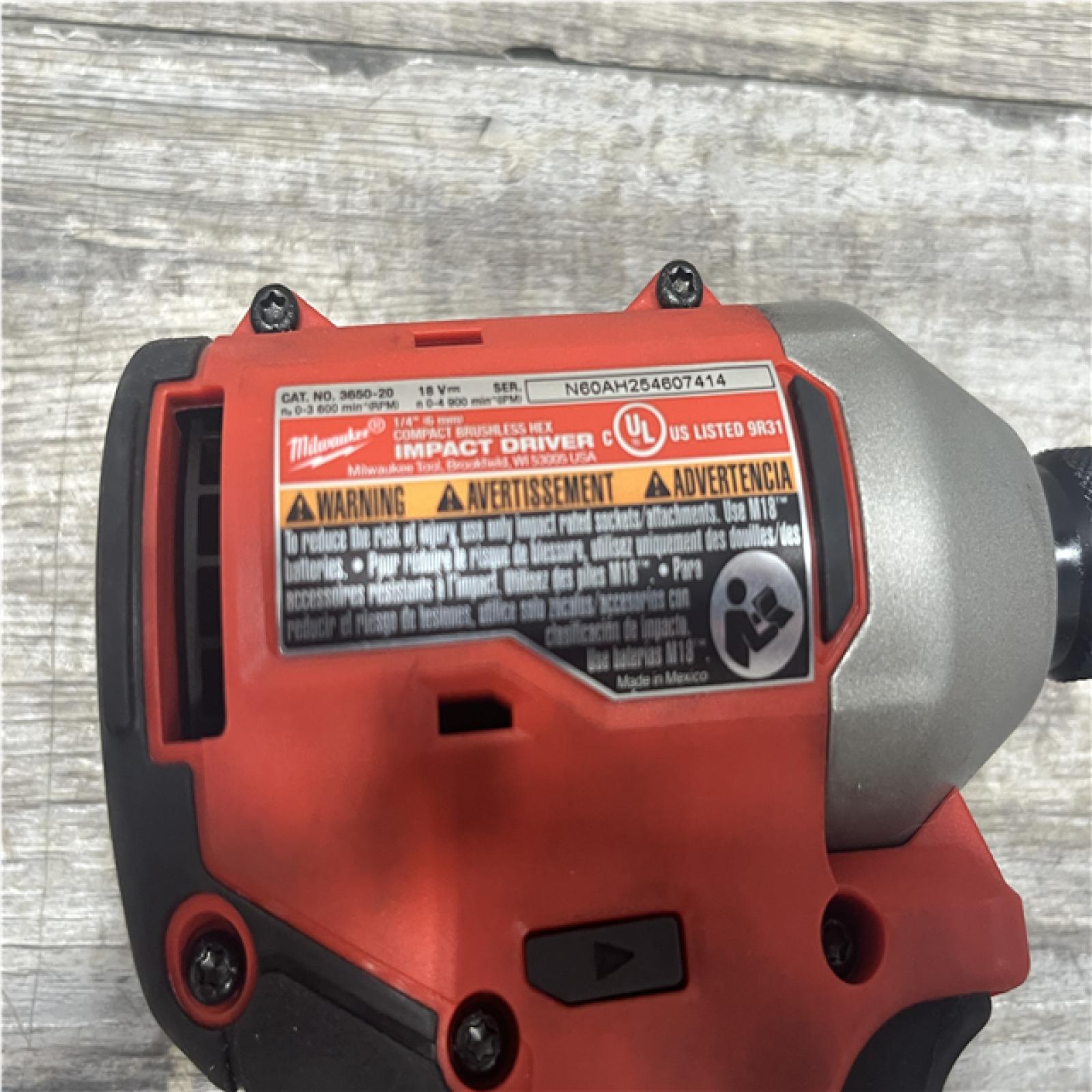 AS-IS Milwaukee 18-Volt Lithium-Ion Compact Brushless Cordless 1/4 in. Impact Driver Kit