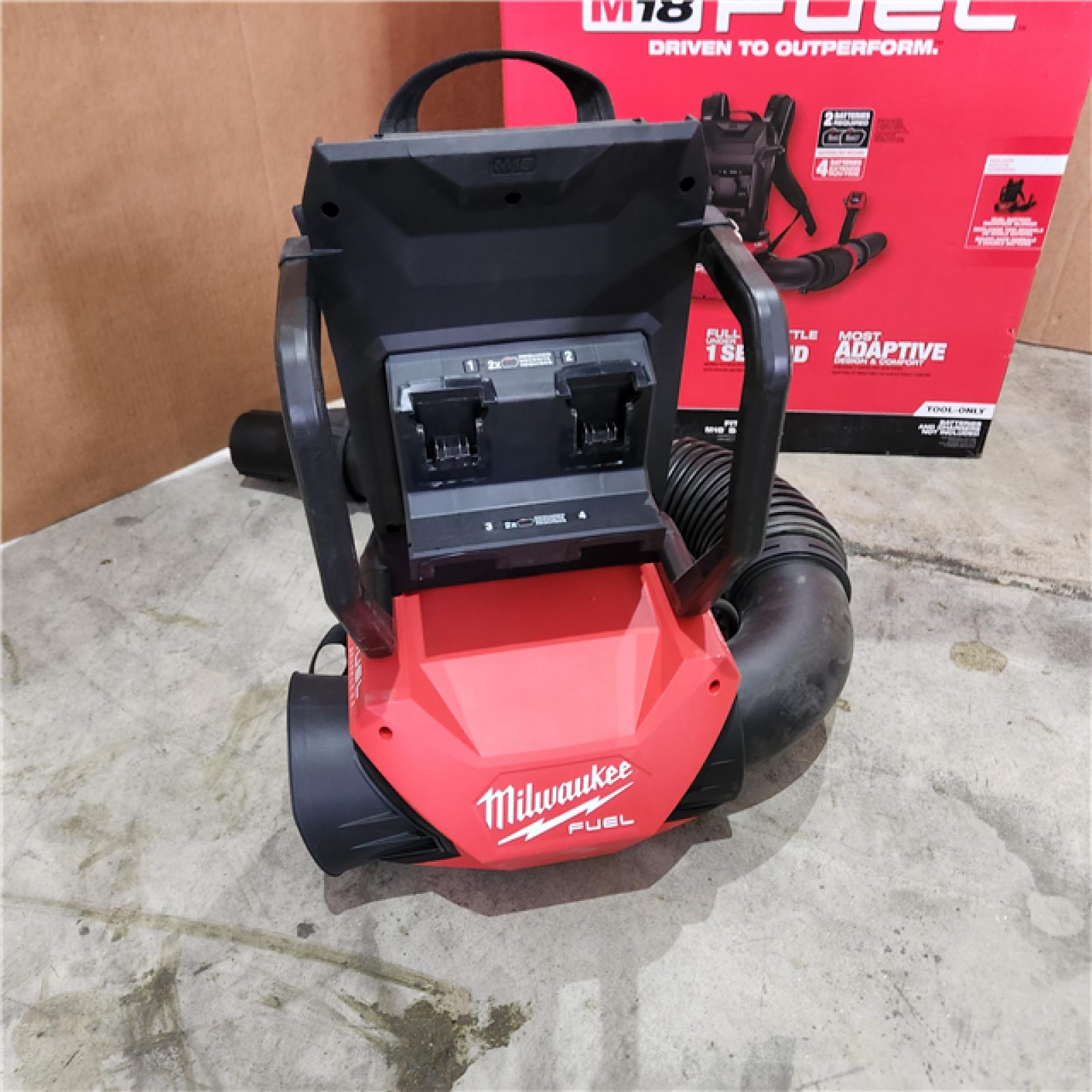 Houston Location - AS-IS Milwaukee M18 Fuel Dual Battery BackPack Blower (TOOL ONLY) - Appears IN GOOD Condition
