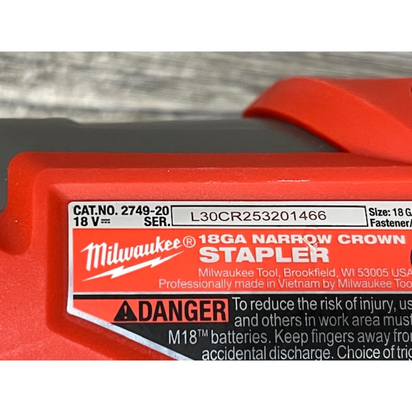 AS-IS Milwaukee FUEL 18-Volt Lithium-Ion Brushless Cordless 18-Gauge 1/4 in. Narrow Crown Stapler (Tool-Only)