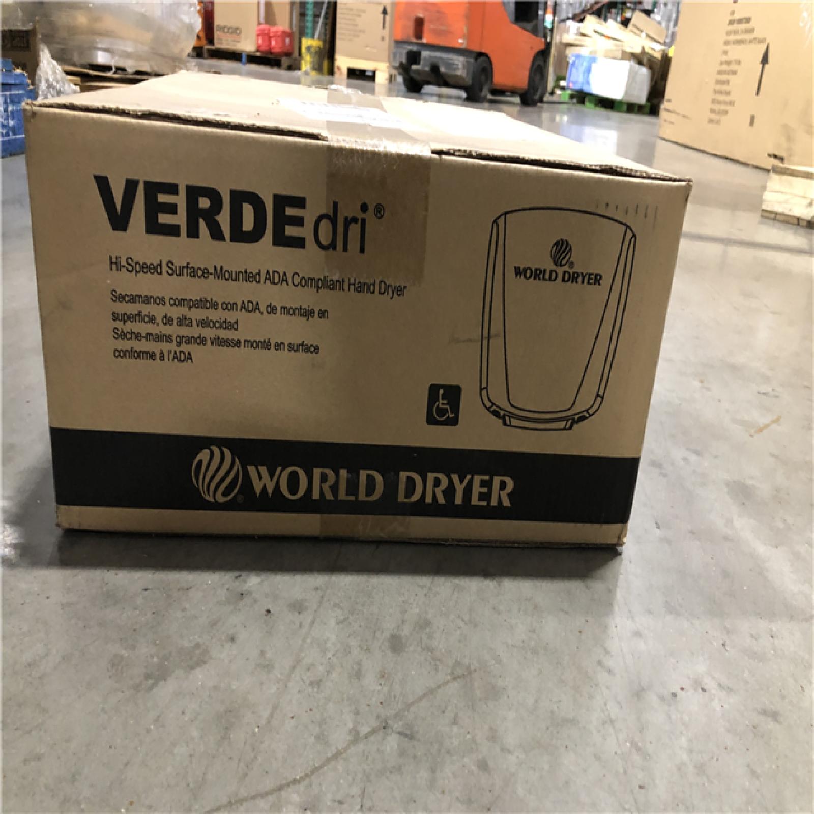 NEW! - WORLD DRYER VERDEdri Graphite Aluminum Automatic Electric Hand Dryer