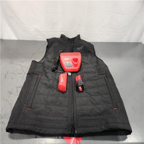AS-IS- Milwaukee Men's Large M12 12-Volt Lithium-Ion Cordless Axis Black Heated Vest Kit