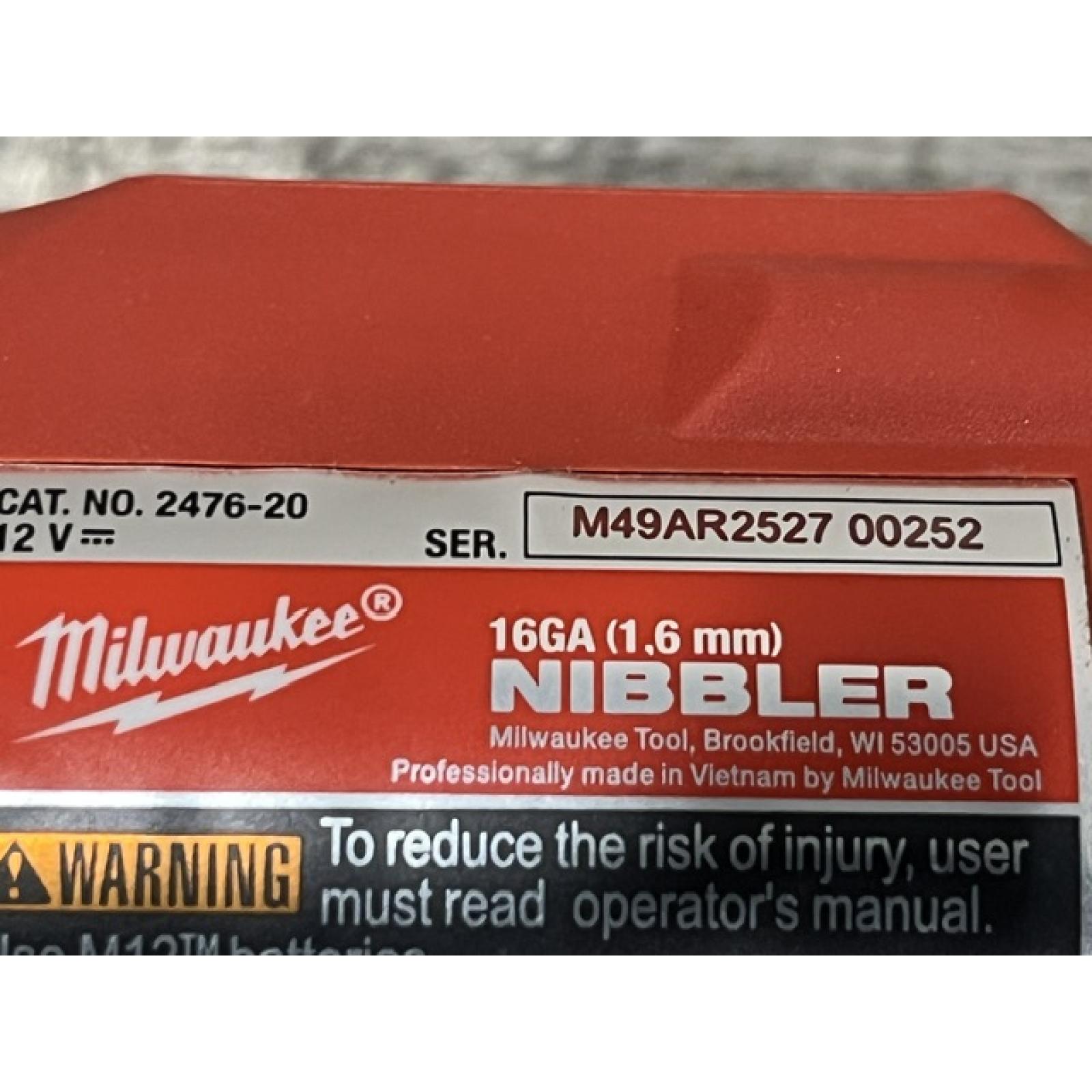 AS-IS Milwaukee FUEL 12-Volt Lithium-Ion Brushless Cordless 16-Gauge Variable Speed Nibbler (Tool-Only)