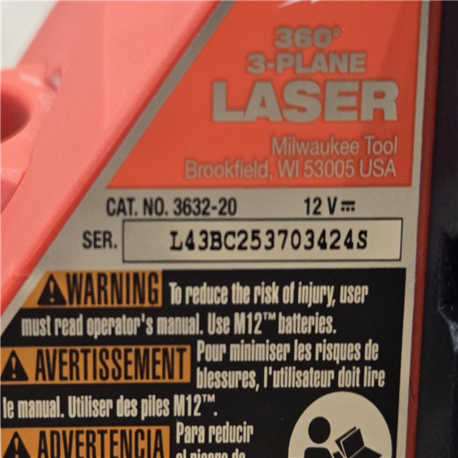 AS-IS Milwaukee 12V Cordless Green 250 ft. 3-Plane Laser Level Kit