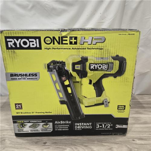NEW! - RYOBI ONE+ HP 18V Brushless Cordless AirStrike 21° Framing Nailer (Tool Only)