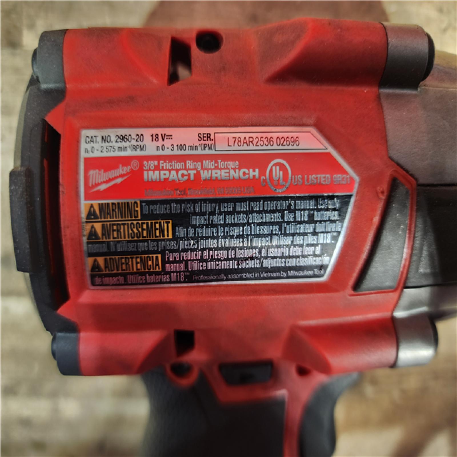 HOUSTON LOCATION - AS-IS Milwaukee FUEL GEN-2 18V Lithium-Ion Mid Torque Brushless Cordless 3/8 in. Impact Wrench with Friction Ring (Tool-Only)