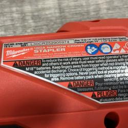 AS-IS Milwaukee FUEL 18-Volt Lithium-Ion Brushless Cordless 18-Gauge 1/4 in. Narrow Crown Stapler (Tool-Only)