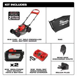 HOUSTON LOCATION - AS-IS (NEW) M18 FUEL Brushless Cordless 21 in. Walk Behind Dual Battery Self-Propelled Mower W/(2) 12.0Ah Battery and Rapid Charger